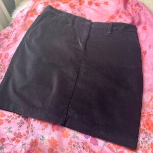 L.L.Bean Black Velveteen Holiday Skirt Front Zip No Slit Some Stretch 14P